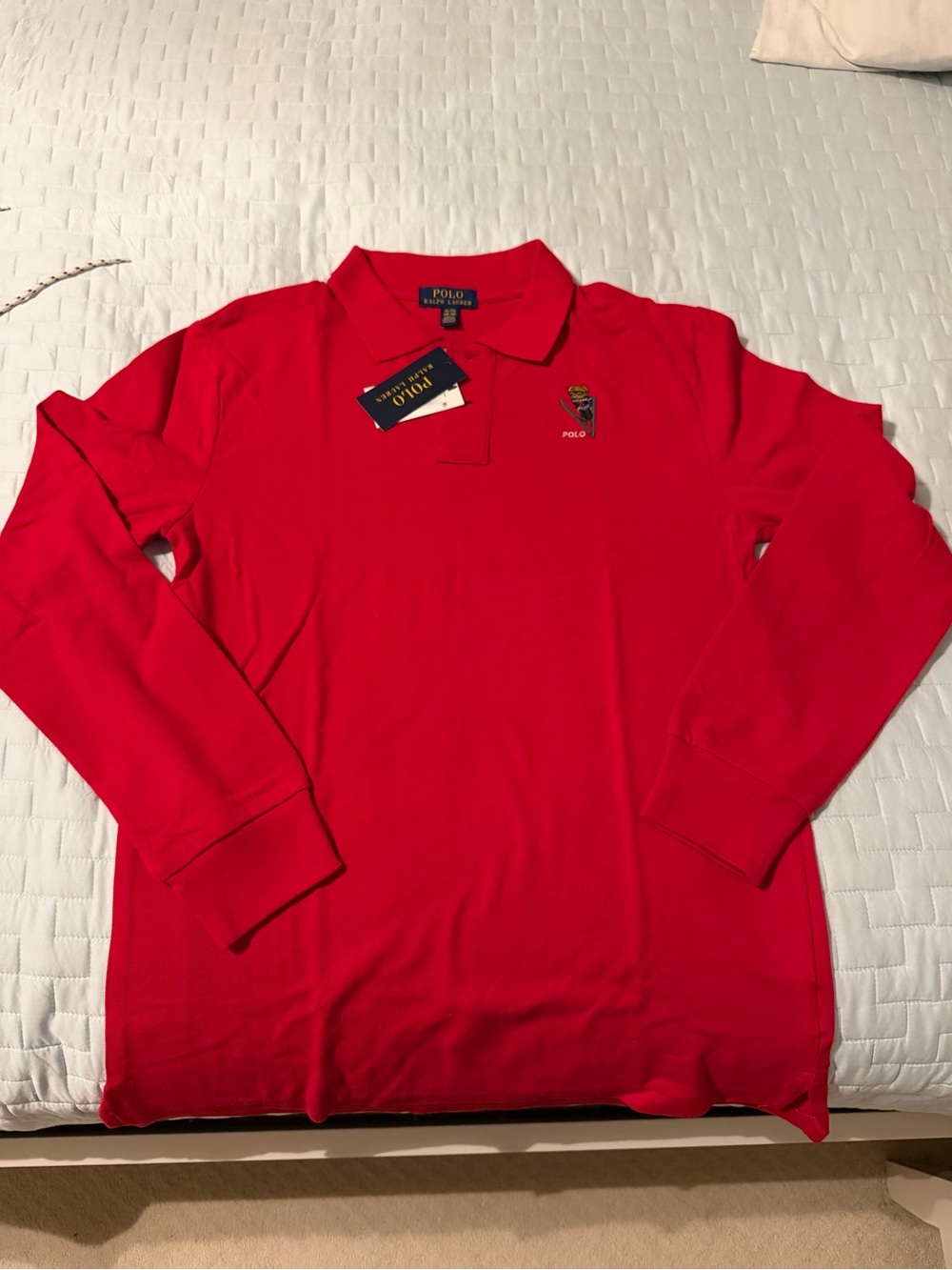 Ralph Lauren Men’s Long-Sleeve Polo Shirt in Bright Red - Boys 18/20